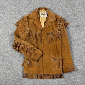 Vintage Schott NYC Fringe Suede Leather Jacket Size 36 Small Western Rancher 70s